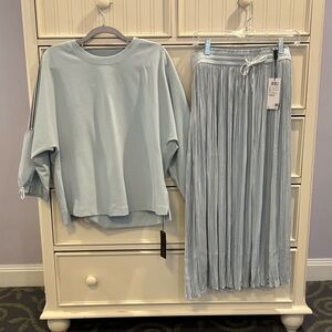 Marc Cain Light Blue Midi Skirt and Top Set